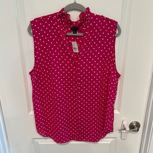 Ann Taylor Pink Ruffled Blouse with Mandarin Collar